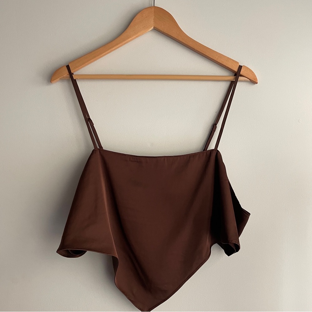 H&M Bandana Style Brown Satin Crop Top XL